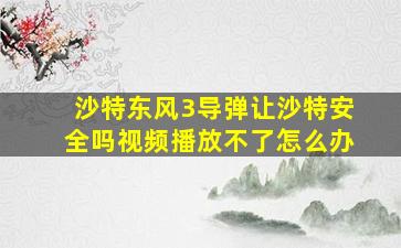 沙特东风3导弹让沙特安全吗视频播放不了怎么办