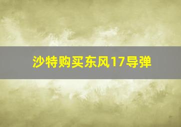 沙特购买东风17导弹