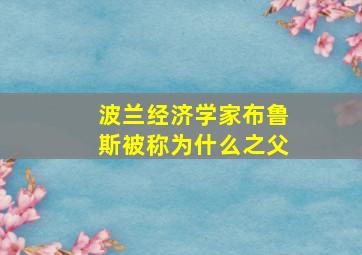 波兰经济学家布鲁斯被称为什么之父