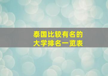 泰国比较有名的大学排名一览表