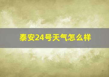 泰安24号天气怎么样