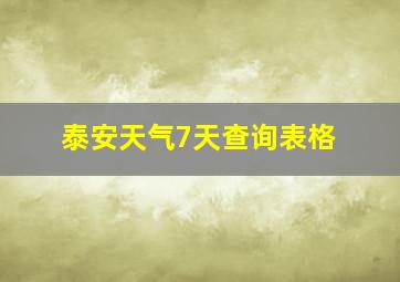 泰安天气7天查询表格