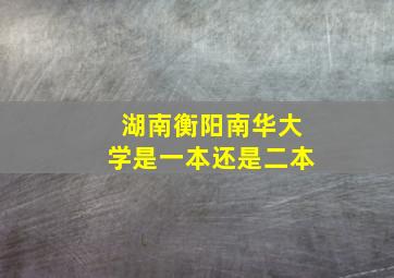 湖南衡阳南华大学是一本还是二本