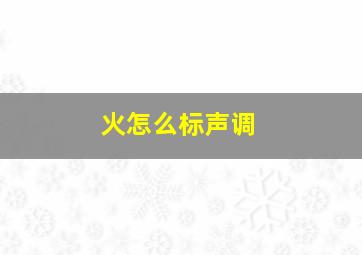 火怎么标声调