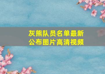 灰熊队员名单最新公布图片高清视频