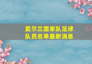 爱尔兰国家队足球队员名单最新消息