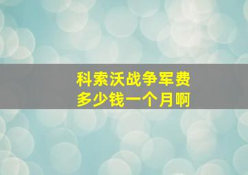 科索沃战争军费多少钱一个月啊