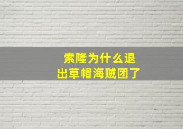 索隆为什么退出草帽海贼团了