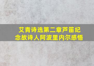 艾青诗选第二章芦笛纪念故诗人阿波里内尔感悟