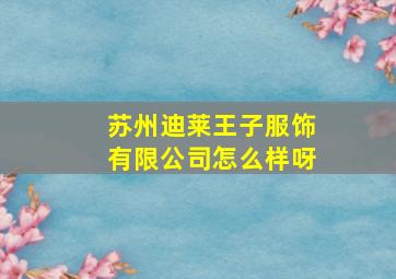 苏州迪莱王子服饰有限公司怎么样呀