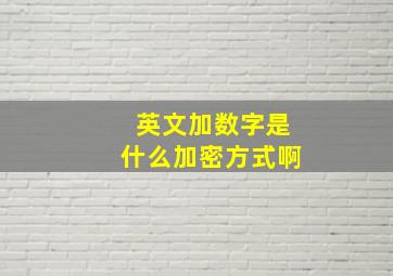 英文加数字是什么加密方式啊