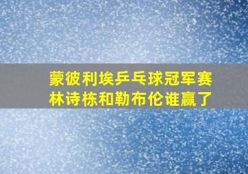 蒙彼利埃乒乓球冠军赛林诗栋和勒布伦谁赢了