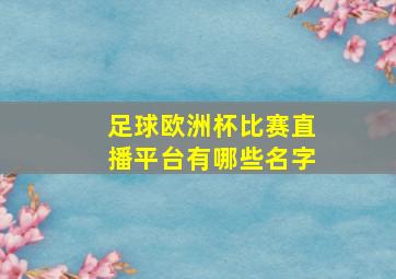 足球欧洲杯比赛直播平台有哪些名字