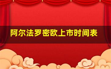 阿尔法罗密欧上市时间表