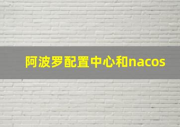 阿波罗配置中心和nacos