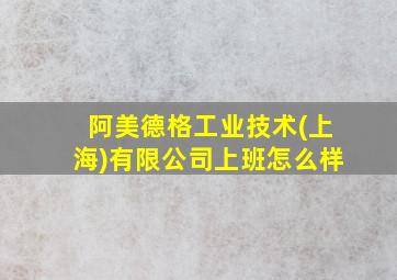 阿美德格工业技术(上海)有限公司上班怎么样