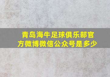 青岛海牛足球俱乐部官方微博微信公众号是多少