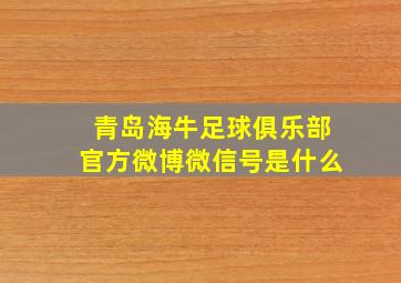 青岛海牛足球俱乐部官方微博微信号是什么