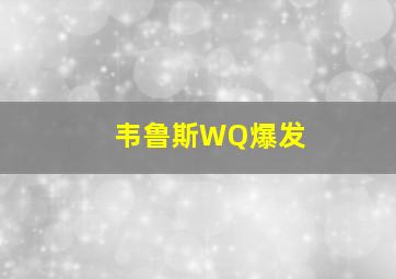 韦鲁斯WQ爆发