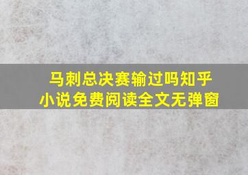 马刺总决赛输过吗知乎小说免费阅读全文无弹窗