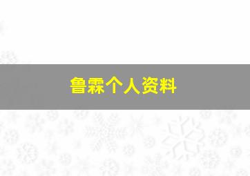 鲁霖个人资料